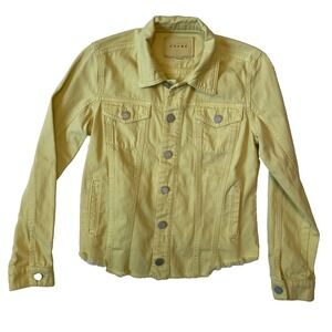 Blank NYC Womens Yellow 100% Cotton Denim Pocket  Assymetrical Jacket, S
